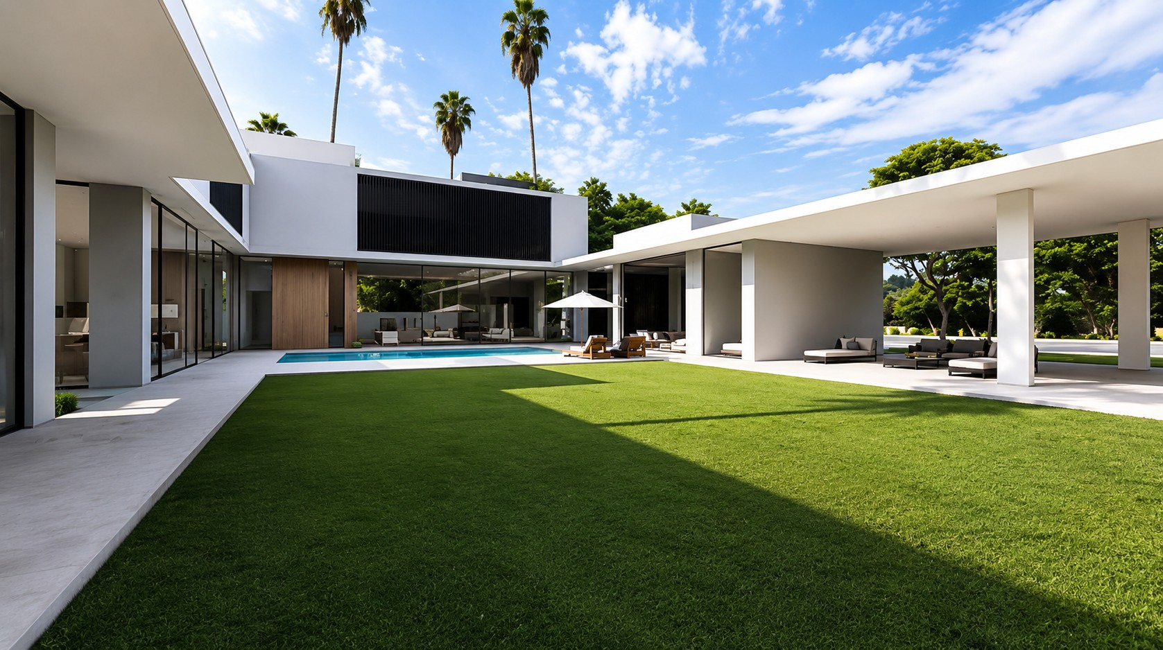 Courtyard Villa garden and pool between the residential wings