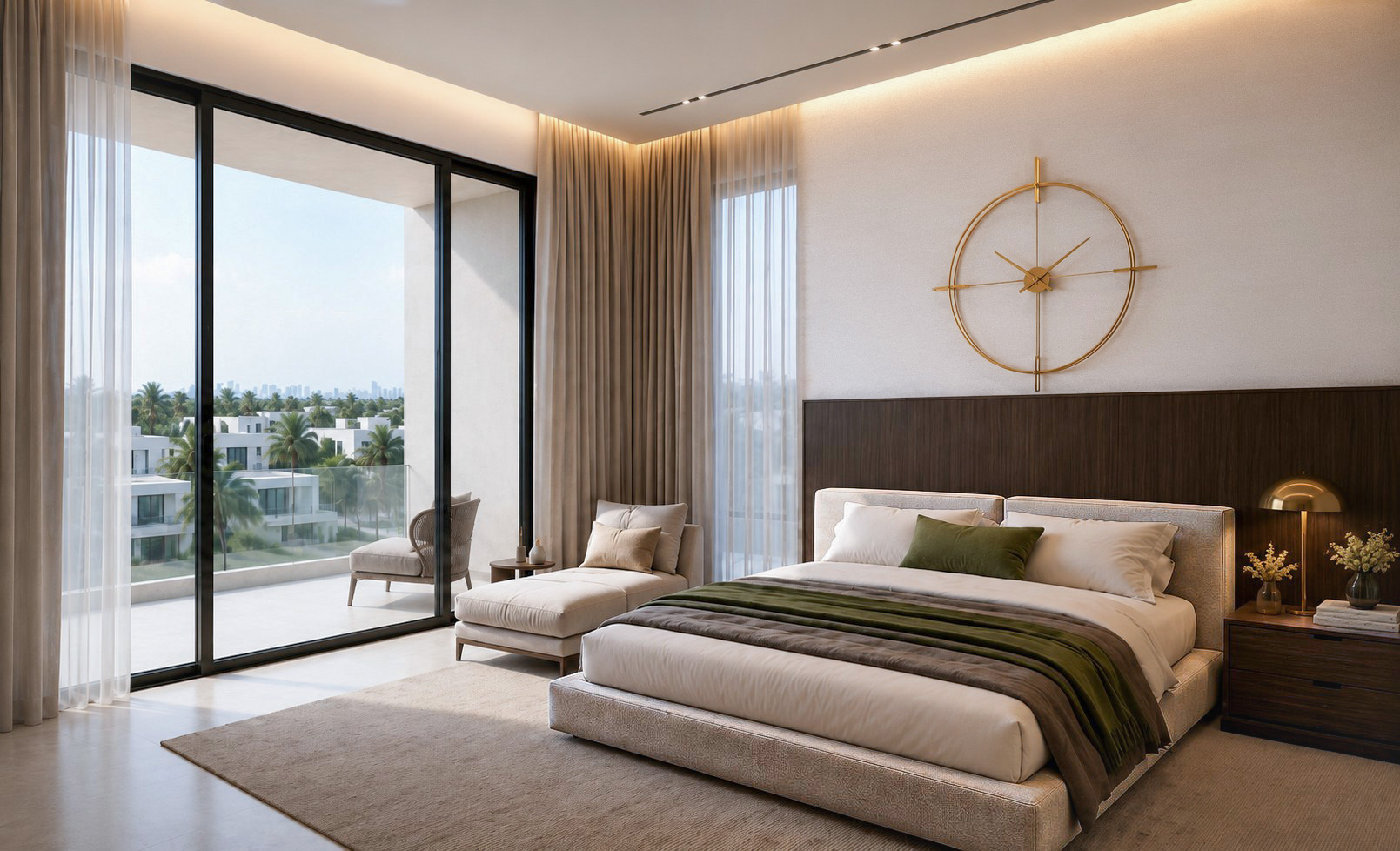 Private Villa bedroom with balcony views