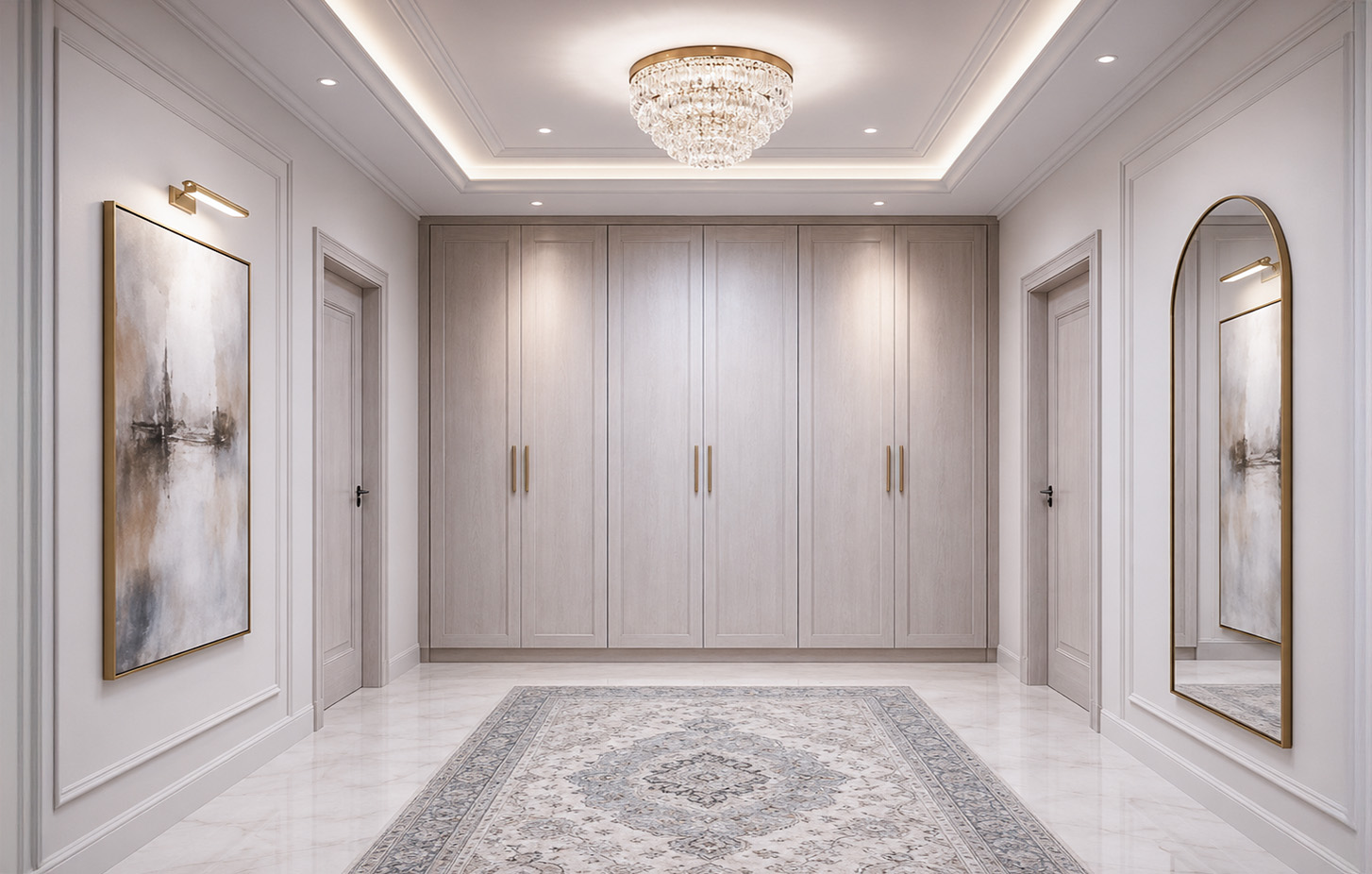 Classical entrance hall with full-height cabinetry